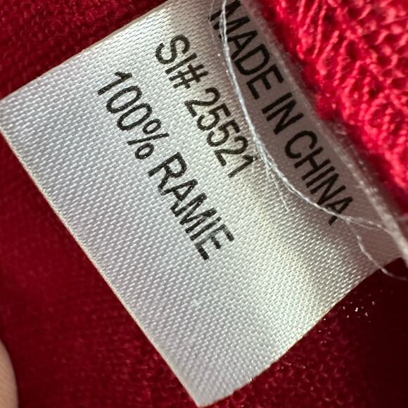 Peacock Ways Lagenlook Red Ramie Band Jacket M – Crescent Toggles, Black Cuffs - Picture 7 of 8